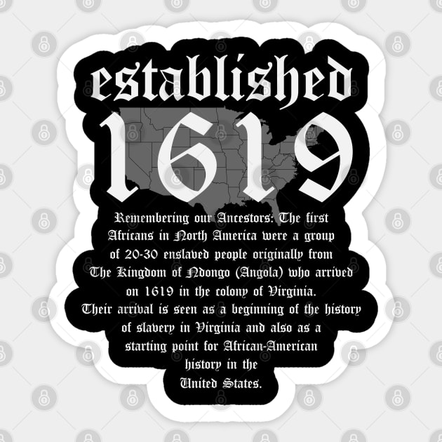 Project 1619 Established American Map Vintage Black History Sticker by UrbanLifeApparel